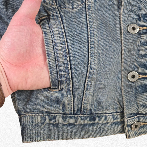 90s Vintage Arizona Classic Blue Wash Big Ring Denim Trucker Jacket Size Medium - Picture 4 of 6